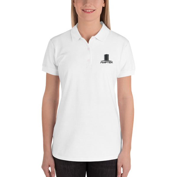Embroidered Women's Polo Shirt (Black Logo)