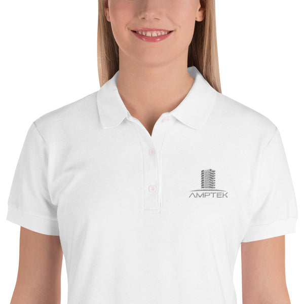 Embroidered Women's Polo Shirt (Grey Logo)
