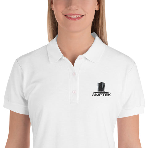 Embroidered Women's Polo Shirt (Black Logo)
